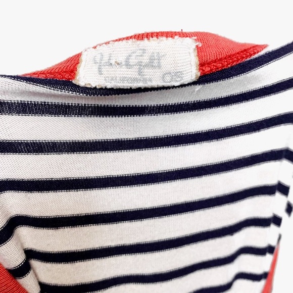 John Galt B&W Striped Tee w/ Red Trim Detail Sz OS - Picture 7 of 7